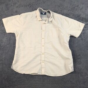 Seapointe Shirt Adult XXL White Button Up Pocket Textured Men Beach